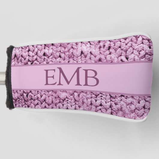 Printed Pink Knit Design Custom Monogram Dames Golfheadcover (Voorkant)