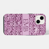 Printed Pink Knit Design Custom Monogram Dames iPhone Hoesje (Achterkant horizontaal)