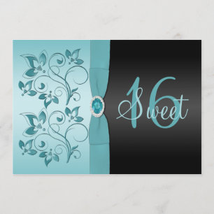 PRINTED RIBBON Blue, Black Sweet 16 nodig Kaart