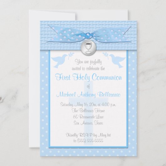 PRINTED RIBBON First Heilige Communauté Invitation Kaart (Voorkant)