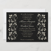 PRINTED RIBBON Ivory Black Monogram Wedding Invite Kaart (Achterkant)