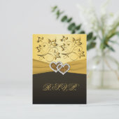 PRINTED RIBBON Joined Hearts RSVP Card (Staand voorkant)