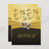 PRINTED RIBBON Joined Hearts RSVP Card (Voorkant / Achterkant)