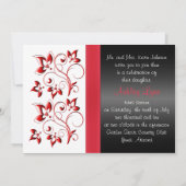 PRINTED RIBBON Red, Black, White Sweet 16 Invite Kaart (Achterkant)