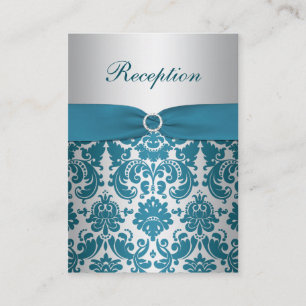 PRINTED RIBBON Silver, Blauwgroen Damask Enclosure Informatiekaartje