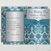 PRINTED RIBBON Silver, Blauwgroen Damask Wedding P (Voorkant / Achterkant)