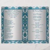 PRINTED RIBBON Silver, Blauwgroen Damask Wedding P (Achterkant)