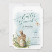 Printemps Aquarelle Bunny Pâques Brunch Invitation (Devant)
