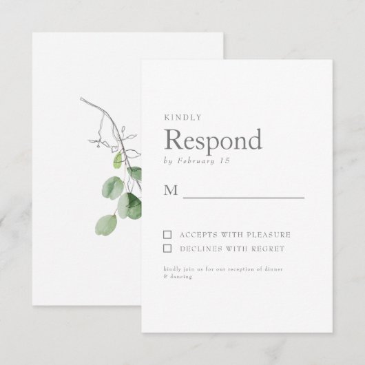 Printemps Botanique Blanc Mariage RSVP (Devant / Derrière)