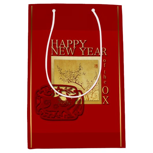 Printemps chinois Ox Nouvel An 2021 sac cadeau moy (Devant)
