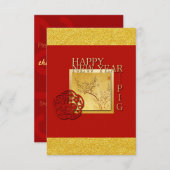 Printemps chinois porc Année 2019 fête Invitation (Devant / Derrière)