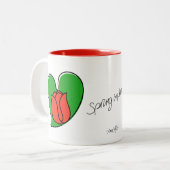 Printemps dans l'amour - Tulipes rouges Mug de caf (Devant gauche)