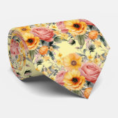 Printemps été Cravate rose et jaune (Roulé)