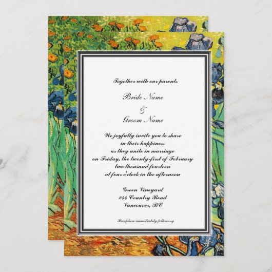 printemps, été faire-part de mariage. van Gogh (Devant / Derrière)