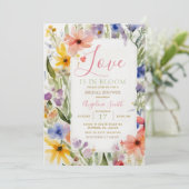 Printemps Été Floral Invitation de douche nuptiale (Debout devant)