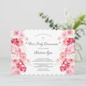 Printemps fleurit Floral Communion Invitation (Debout devant)