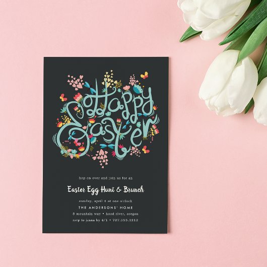 Printemps fleurit Invitation de Pâques