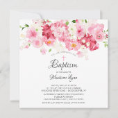 Printemps fleurit rose florale Baptême Invitation (Devant)