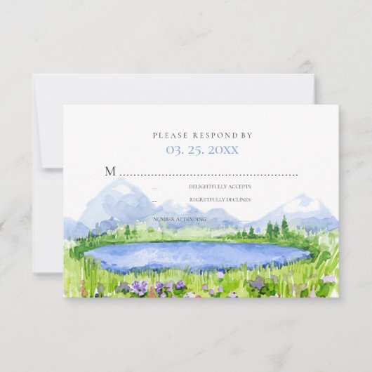 Printemps Lakeside Mountain Meadow Wedding RSVP © (Devant)