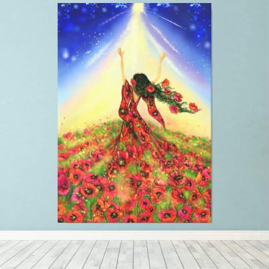 Printemps vient toile Imprimé Fille Fleurs - Peint (Insitu (Plancher de Bois))