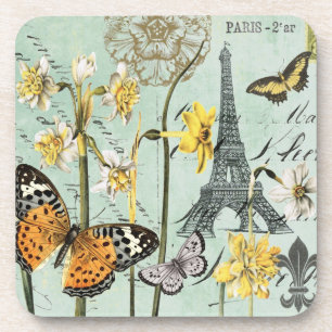 Printemps vintage à Paris dessous de verre Tour Ei