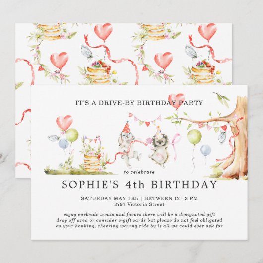 Printemps Woodland | Invitation d'anniversaire de (Devant / Derrière)
