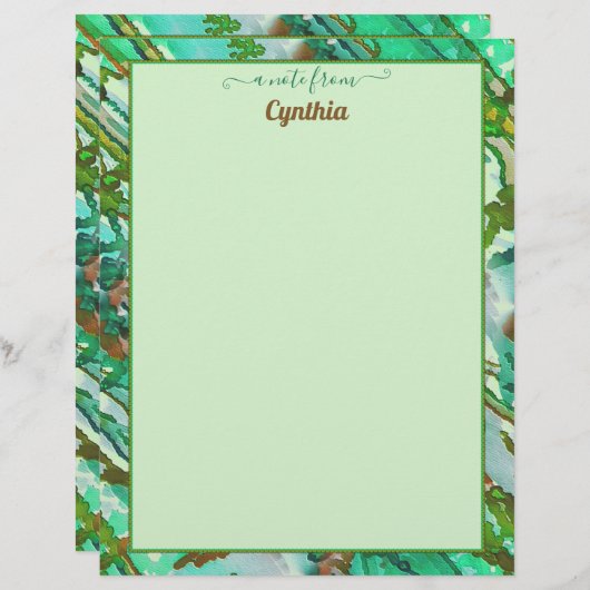 Printer-sized tweezijdige groene Waterverf Abstrac Briefhoofd (Voorkant / Achterkant)