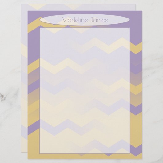 Printeraangepaste lavender en Gold Chevron Station Briefhoofd (Voorkant / Achterkant)