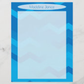Printergemaakt blauw-Chevron Stationery Briefhoofd (Voorkant)