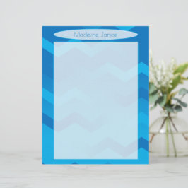 Printergemaakt blauw-Chevron Stationery Briefhoofd