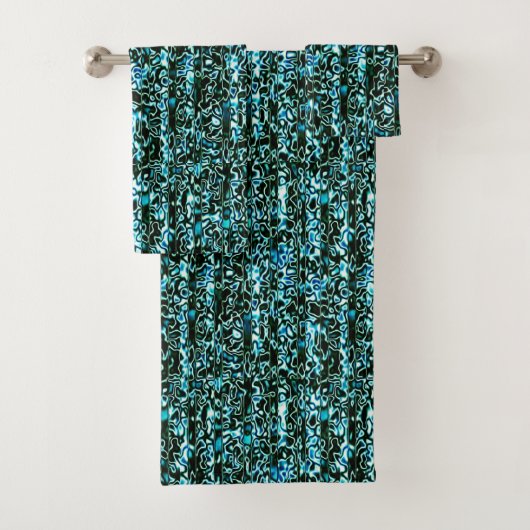 Printerhanddoekset Turquoise en Black Cheetah Bad Handdoek (Insitu)