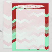 Printersmakreel en Aqua Chevron Stationery