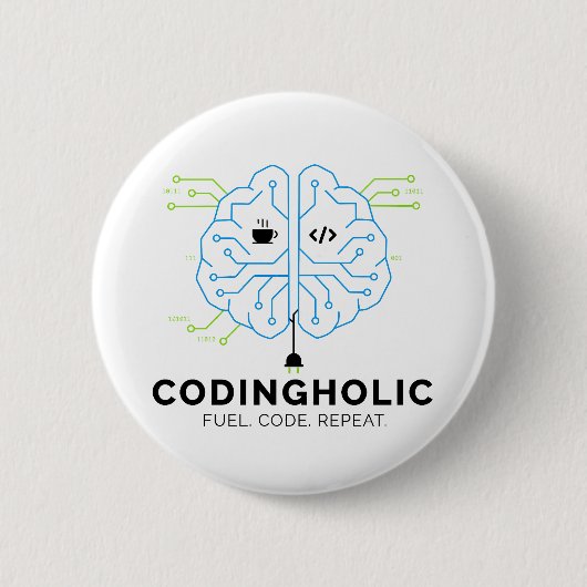 Printplaat Brein Coder Speld Tech Nerd Ronde Button 5,7 Cm (Voorkant)