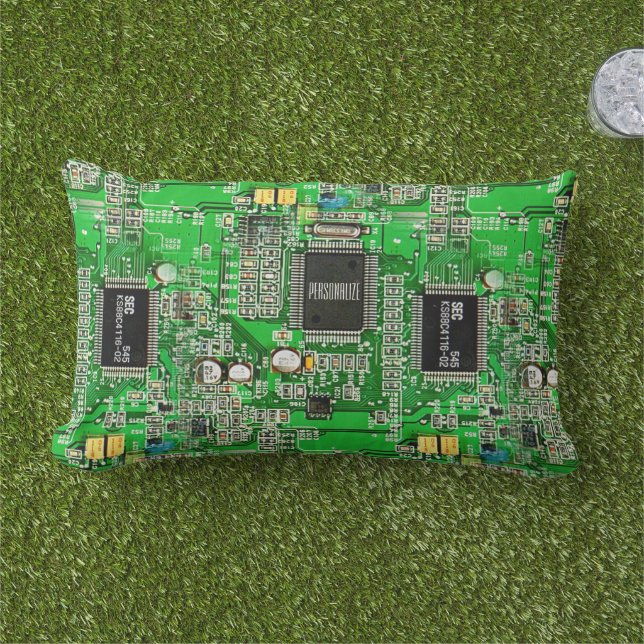 Printplaat groene PCB voeg je naam toe nerd Buitenkussen (Gras)