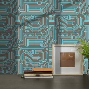 Printplaat Patroon Turquoise ID245 Behang