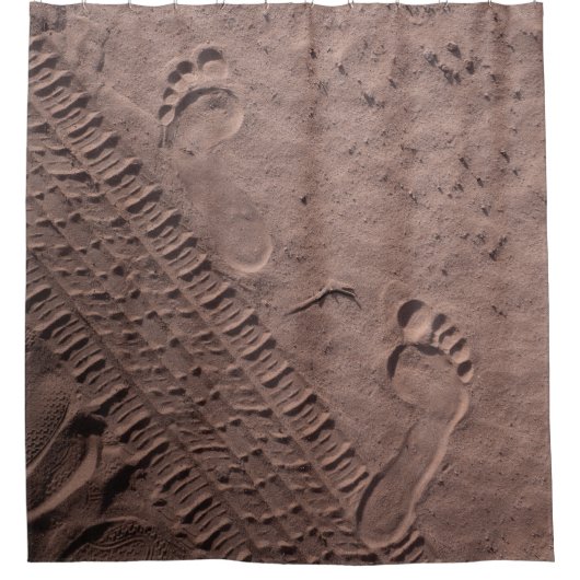 Prints in het zand douchegordijn (Voorkant)