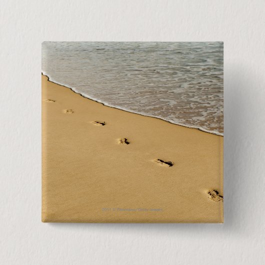 Prints in zand met golven vierkante button 5,1 cm (Voorkant)
