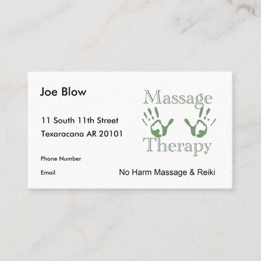 Prints voor massagetherapie afsprakenkaartje (Voorkant)