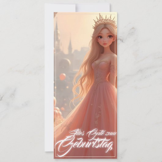 Prinzessin Geburtstagskarte in Rosa (Voorkant)