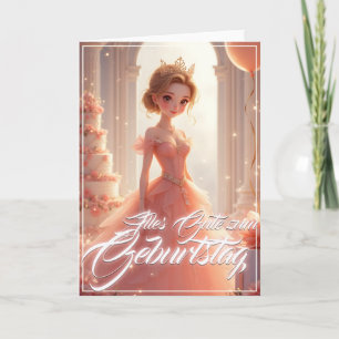 Prinzessin zum Geburtstag im rosa Traumkleid Kaart