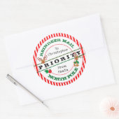 Prioritaire rendierpost van kerstcadeau ronde sticker (Envelop)