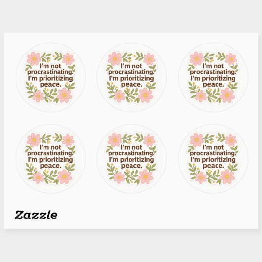 Prioritizing Peace – Floral Quote Sticker (Feuille)