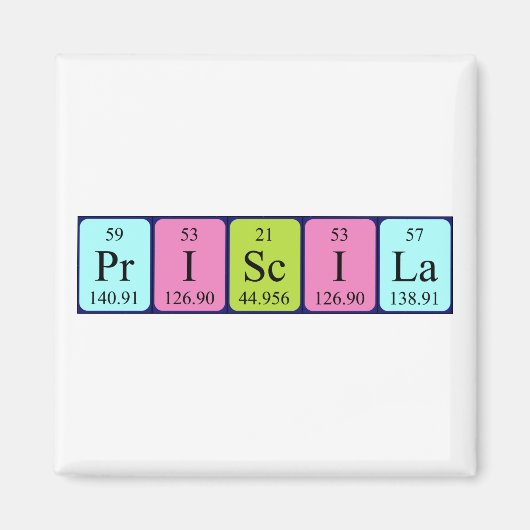 Priscila periodiek table name magnet magneet (Voorkant)