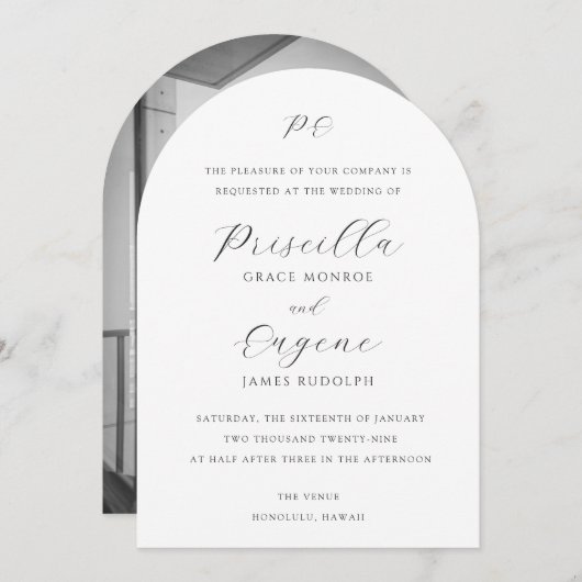 Priscilla Classic Faire-part de mariage (Devant / Derrière)