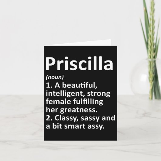 Priscilla Definitie Gepersonaliseerde Naam Grappig Kaart (Voorkant)