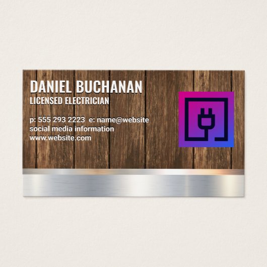 Prise électrique | Électricien | Bois métallique (Devant)