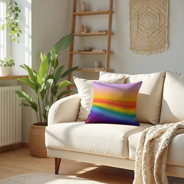 Prism Flow - Wavy Pastel Rainbow Gradient Kussen (Wavy Pastel Flow. Bohemian elegance for your home. Accent your sofa with soft, artistic color.)