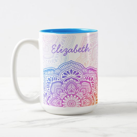 Prism Flower Mandala 15 oz. Personalized Mug (Gauche)