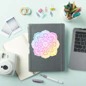 Prism Flower Mandala Custom-Cut Vinyl Sticker (Couverture iPad)