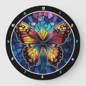 Prismatic Flight" - Glas in lood Butterfly Grote Klok (Voorkant)